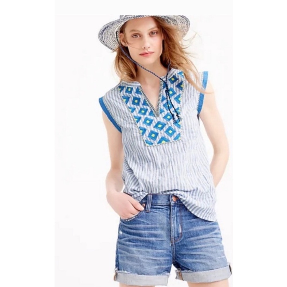 J Crew Sleeveless Embroidered Top